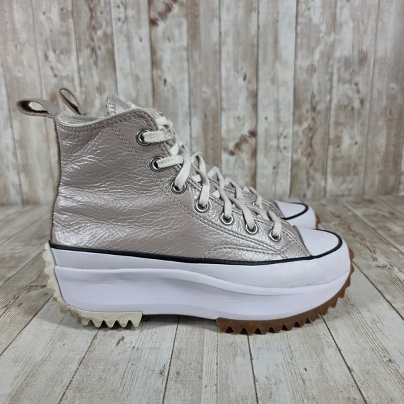 Converse Run Star Hike High Top Platform Sneaker Leather Pale Putty Women's - Picture 1 of 8